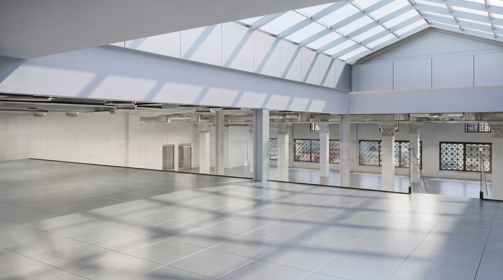 The reconfigured mezzanine level beneath the restored rooflight
