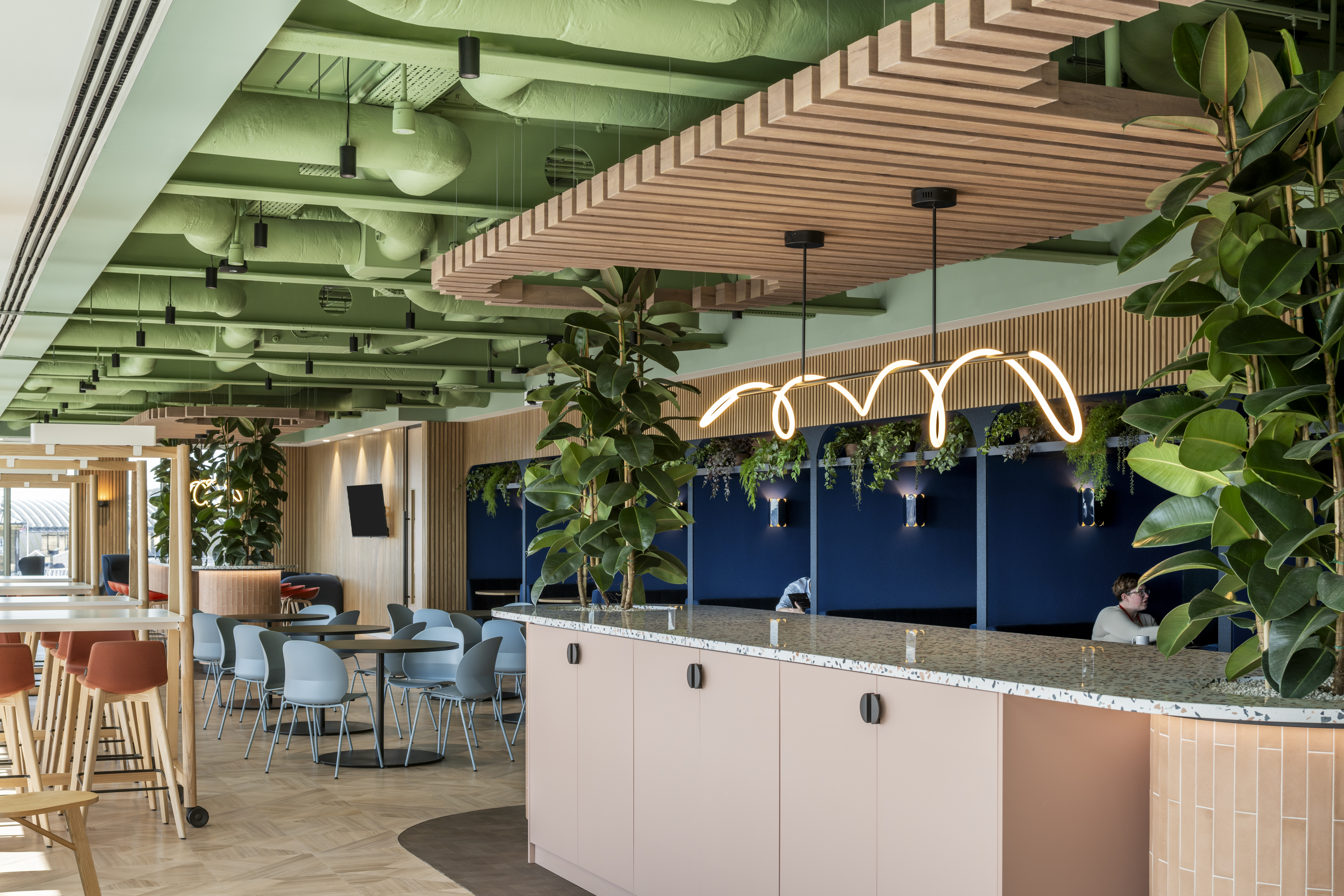 Sustainable workspace with plants